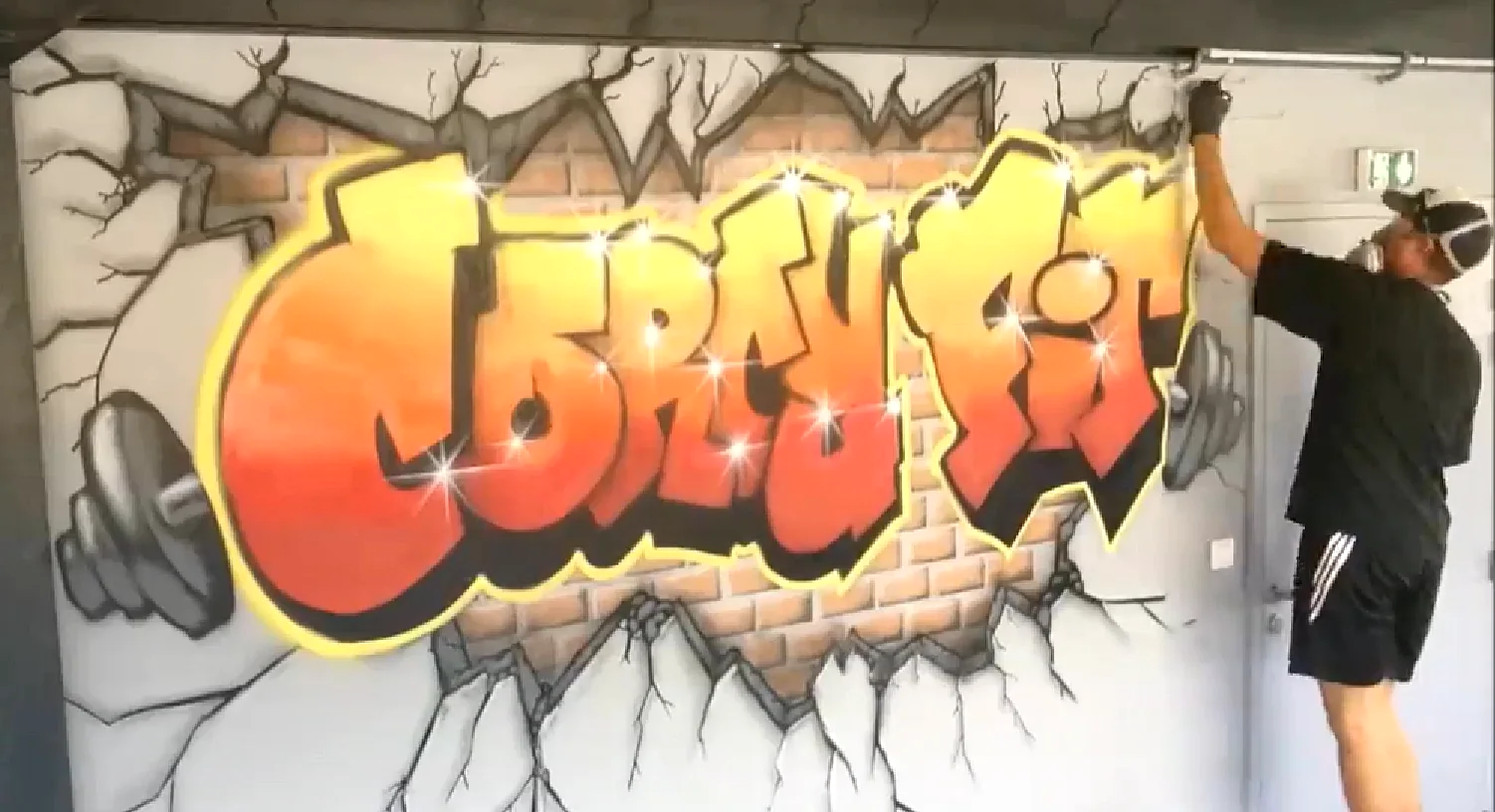 Fresque lettrage graffiti intérieur signée Max Le Tagueur