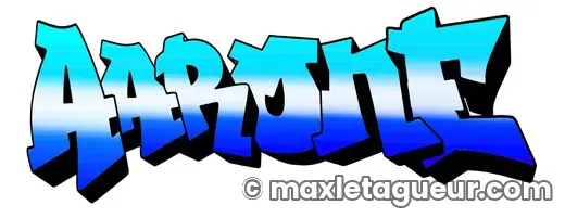 Graffiti prénom Aarone bleu et turquoise – lettrage graffiti – style 2 – Max Le Tagueur – 2018