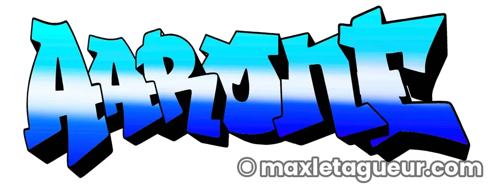 Graffiti prénom Aarone bleu et turquoise – lettrage graffiti – Max Le Tagueur – 2018