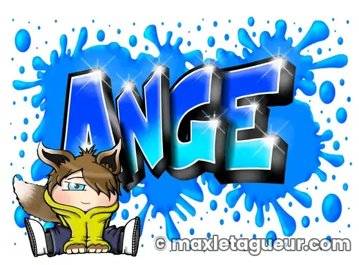 Graffiti prénom Ange bleu et turquoise – lettrage graffiti – Max Le Tagueur