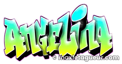 Graffiti prénom Angelina vert et turquoise – lettrage graffiti – Max Le Tagueur – 2019