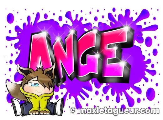 Graffiti prénom Ange-Rose violet et rose – lettrage graffiti – Max Le Tagueur