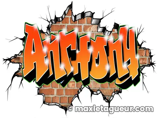 Graffiti prénom Anthony orange et gris – lettrage graffiti – style 3 – Max Le Tagueur – 2022