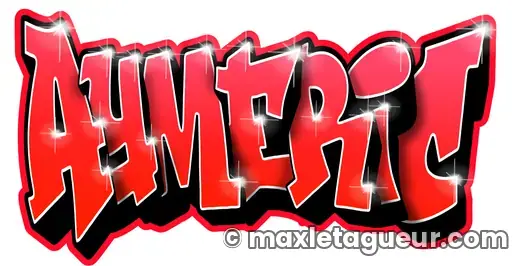Graffiti prénom Aymerick rouge et noir – lettrage graffiti – Max Le Tagueur – 2021