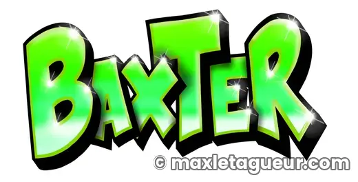 Graffiti prénom Baxter vert et noir – lettrage graffiti – Max Le Tagueur – 2020