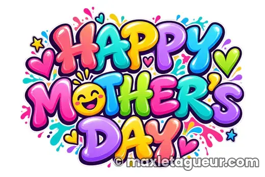Graffiti Bonne fête Maman violet et rose – lettrage graffiti – style 3 – Max Le Tagueur – 2026