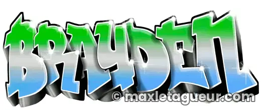 Graffiti prénom Brayden gris et vert – lettrage graffiti – style 2 – Max Le Tagueur