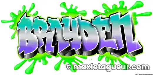 Graffiti prénom Brayden vert et gris – lettrage graffiti – Max Le Tagueur
