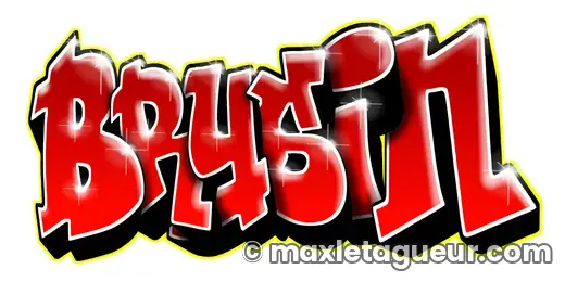 Graffiti prénom Brysin rouge et noir – lettrage graffiti – style 2 – Max Le Tagueur – 2020