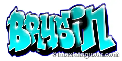 Graffiti prénom Brysin turquoise et noir – lettrage graffiti – Max Le Tagueur – 2020