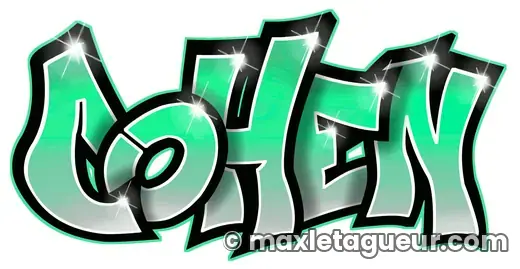 Graffiti prénom Cohen vert et noir – lettrage graffiti – style 3 – Max Le Tagueur