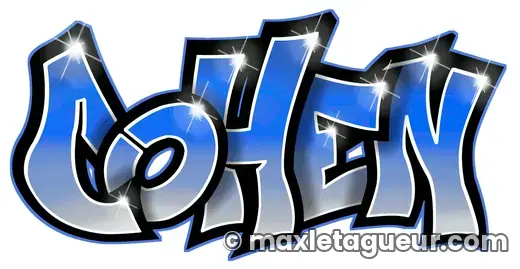 Graffiti prénom Cohen bleu et noir – lettrage graffiti – Max Le Tagueur