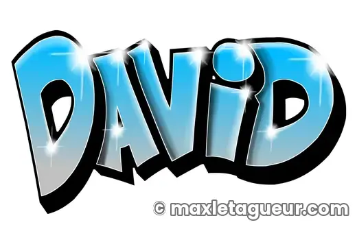 Graffiti prénom David turquoise et noir – lettrage graffiti – style 2 – Max Le Tagueur