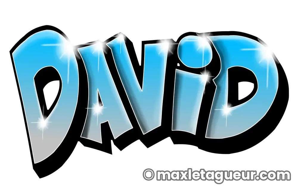 Graffiti prénom David turquoise et noir – lettrage graffiti – Max Le Tagueur
