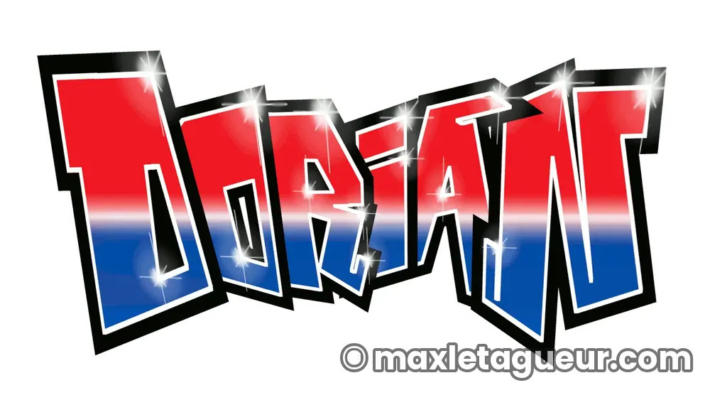 Graffiti prénom Dorian rouge et gris – lettrage graffiti – Max Le Tagueur