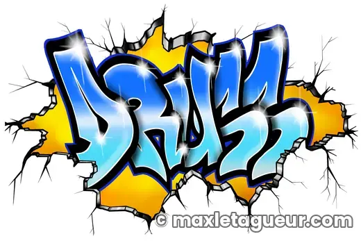 Graffiti blaze Druss bleu et gris – lettrage graffiti – Max Le Tagueur