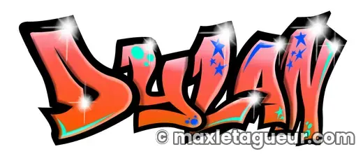 Graffiti prénom Dylan rouge et noir – lettrage graffiti – Max Le Tagueur – 2021