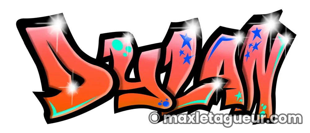 Graffiti prénom Dylan rouge et noir – lettrage graffiti – Max Le Tagueur – 2021