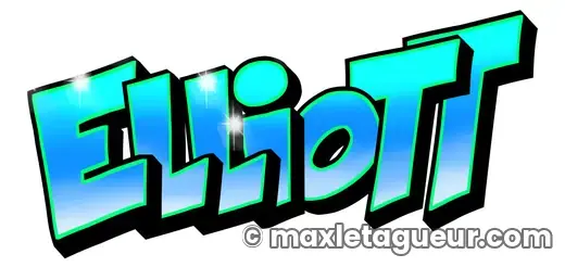 Graffiti prénom Eliott turquoise et noir – lettrage graffiti – Max Le Tagueur – 2020
