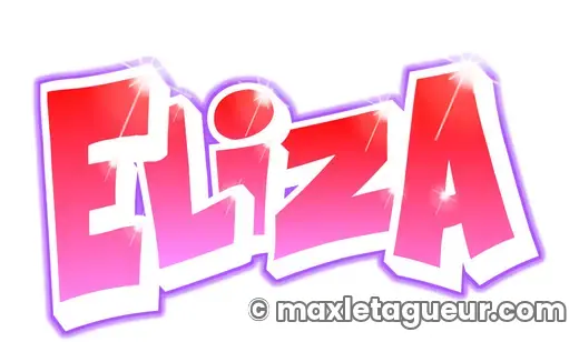 Graffiti prénom Eliza rouge et rose – lettrage graffiti – style 3 – Max Le Tagueur – 2021