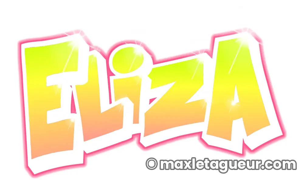 Graffiti prénom Eliza jaune et vert – lettrage graffiti – Max Le Tagueur – 2021