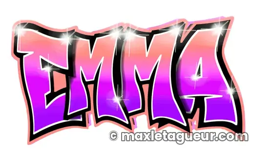 Graffiti prénom Emma rouge et rose – lettrage graffiti – Max Le Tagueur