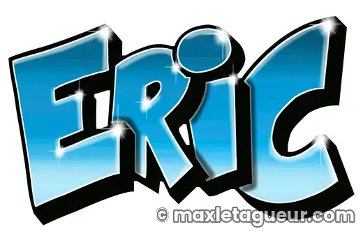 Graffiti prénom Éric turquoise et noir – lettrage graffiti – style 2 – Max Le Tagueur – 2018
