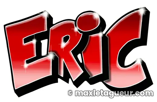 Graffiti prénom Éric rouge et noir – lettrage graffiti – Max Le Tagueur – 2018