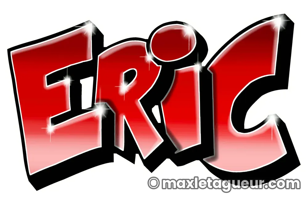 Graffiti prénom Éric rouge et noir – lettrage graffiti – Max Le Tagueur – 2018