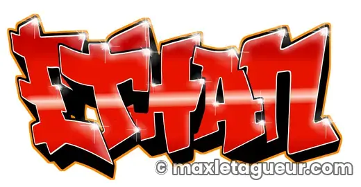 Graffiti prénom Ethan rouge et noir – lettrage graffiti – style 7 – Max Le Tagueur – 2021