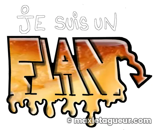 Graffiti Flan orange et noir – lettrage graffiti – style 2 – Max Le Tagueur – 2019