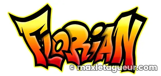 Graffiti prénom Florian jaune et noir – lettrage graffiti – style 2 – Max Le Tagueur – 2020