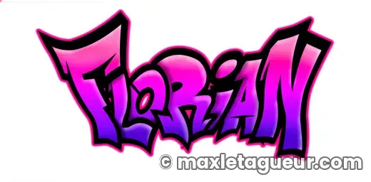Graffiti prénom Florian rose et noir – lettrage graffiti – style 4 – Max Le Tagueur – 2021