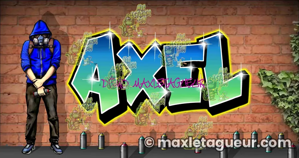Graffiti Fond briques orange et gris – graffiti personnalisé en situation – Max Le Tagueur
