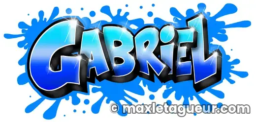 Graffiti prénom Gabriel bleu et turquoise – lettrage graffiti – style 5 – Max Le Tagueur