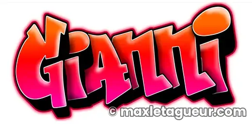 Graffiti prénom Gianni rouge et noir – lettrage graffiti – style 2 – Max Le Tagueur – 2021