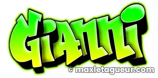 Graffiti prénom Gianni vert et noir – lettrage graffiti – style 3 – Max Le Tagueur – 2021