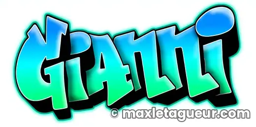 Graffiti prénom Gianni turquoise et noir – lettrage graffiti – Max Le Tagueur – 2021