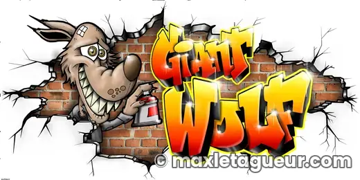 Graffiti Giant orange et jaune – graffiti personnalisé en situation – Max Le Tagueur