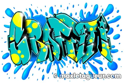 Graffiti Graffiti turquoise et bleu – lettrage graffiti – style 3 – Max Le Tagueur