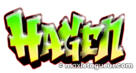 Graffiti prénom Hagen vert et noir – lettrage graffiti – Max Le Tagueur – 2020