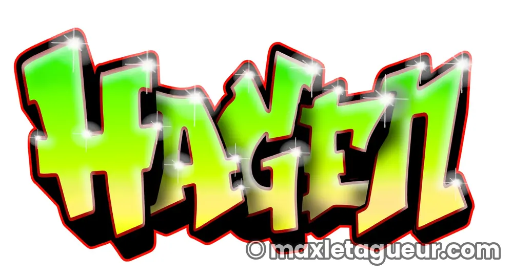 Graffiti prénom Hagen vert et noir – lettrage graffiti – Max Le Tagueur – 2020