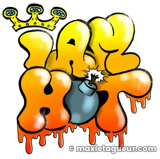 Graffiti blaze I Am Hot jaune et orange – lettrage graffiti – Max Le Tagueur – 2019