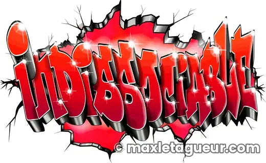 Graffiti Indissociables rouge et gris – lettrage graffiti – Max Le Tagueur – 2018