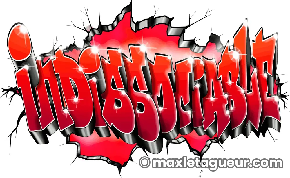 Graffiti Indissociables rouge et gris – lettrage graffiti – Max Le Tagueur – 2018