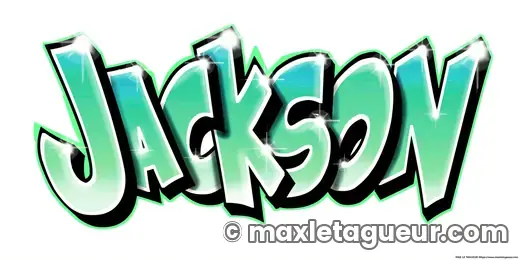 Graffiti prénom Jackson vert et noir – lettrage graffiti – style 9 – Max Le Tagueur
