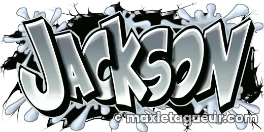 Graffiti prénom Jackson gris et noir – lettrage graffiti – Max Le Tagueur