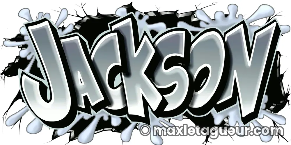 Graffiti prénom Jackson gris et noir – lettrage graffiti – Max Le Tagueur