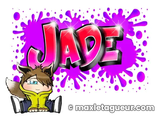 Graffiti prénom Jade rose et violet – lettrage graffiti – style 3 – Max Le Tagueur