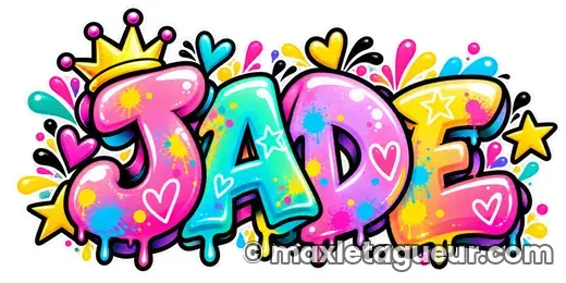 Graffiti prénom Jade rose et jaune – lettrage graffiti – style 7 – Max Le Tagueur – 2026